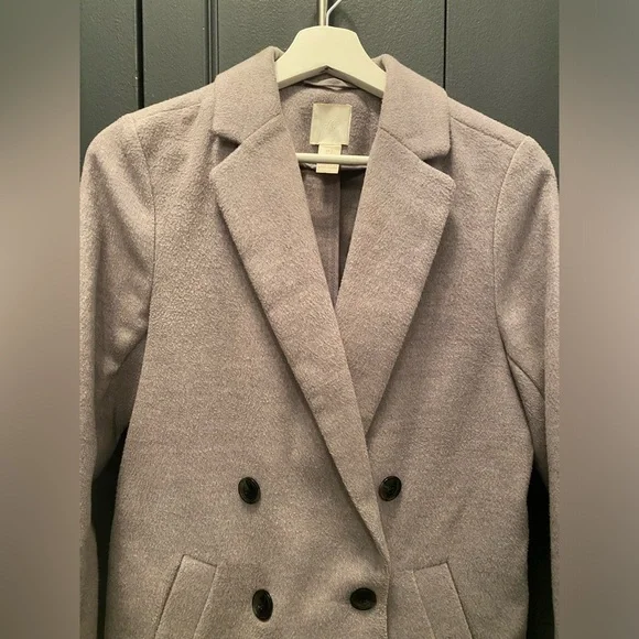 H&M - Double Breasted Coat in Light Grey - Size 2 - Picture 3 of 11